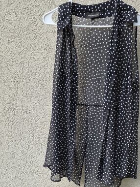 Lane Bryant Black Sheer Polka Dot Vest